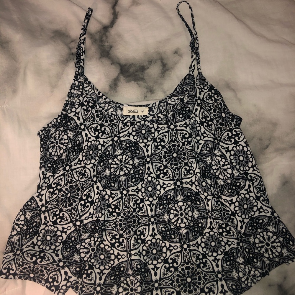 Black and white patterned tank
